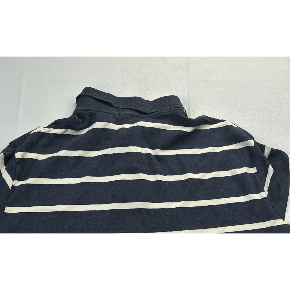 Polo Ralph Lauren Mens L Blue White Striped Polo Shirt 100% Cotton Preppy